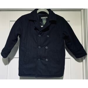 Kenneth Cole Reaction Wool Blend Black Double Breasted & Pockets Coat Boys Sz 4